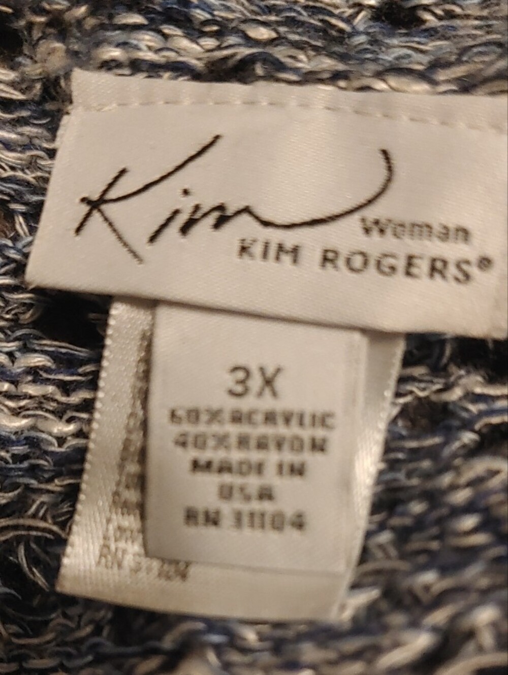 Kim Rogers Women's 3X Blue Marled Drape-Front Knit Vest - Picture 8 of 8